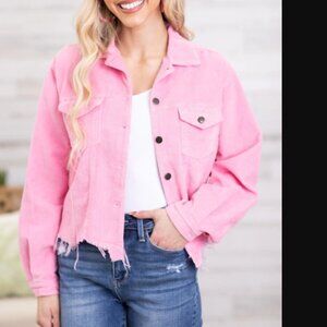 Women's Pink Corduroy Shirt / (Denim Jacket Vibe)